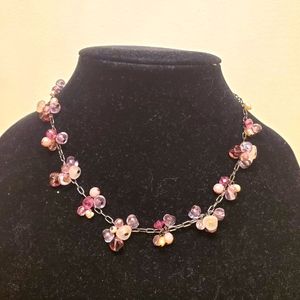 Lucite Amethyst Color Bead Adjustable Gunmetal Link Choker